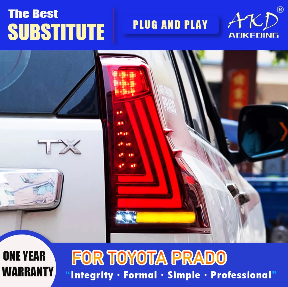 

AKD Tail Lamp for Toyota Prado LED Tail Light 2010-2020 Prado Rear Fog Brake Turn Signal Automotive Accessories