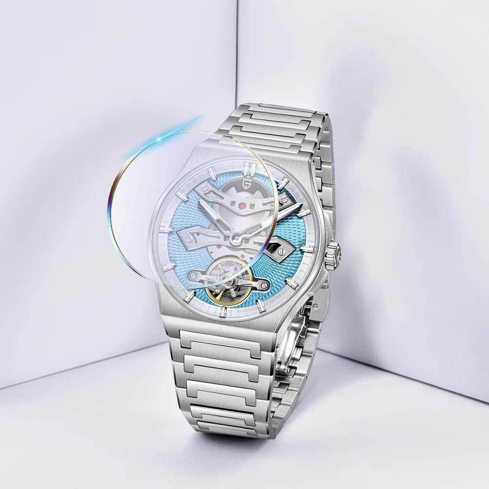 2025 جديد PAGANI تصميم 42 مللي متر أفضل توربيون الياقوت ساعة زجاجية الميكانيكية التلقائي الفولاذ المقاوم للصدأ مقاوم للماء الساعات للرجل #4