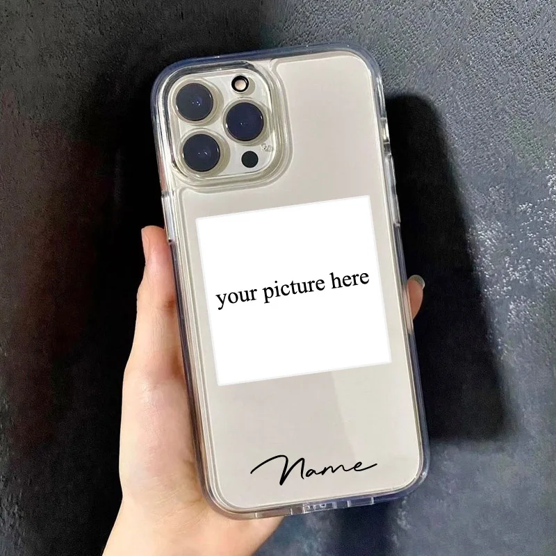 تخصيص اسم الصورة واضح تأثير سحق حالات آيفون 14 13 12 11 16Pro ماكس 15 زائد X XR XS ماكس حالات غطاء للحماية الثقيلة