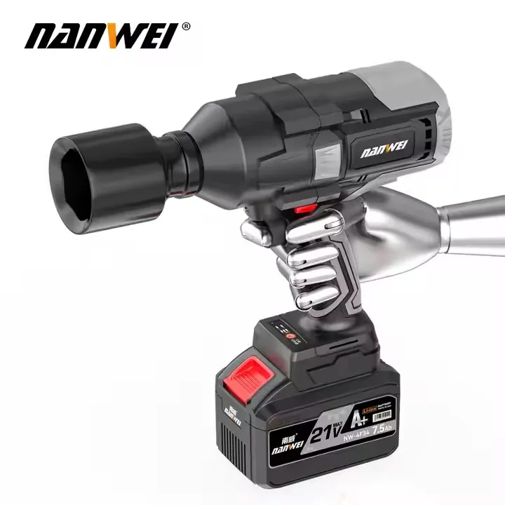 

NANWEI 1500N.m High Torque Rechargeable Industry Power Screw Drivers Brushless Battery Electric Cordless Impact Wrench for Tires