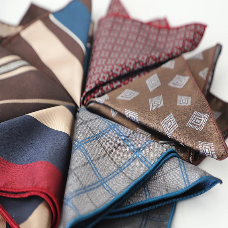 23cm nueva moda a rayas a cuadros bolsillo cuadrado de poliéster Jacquard Floral pañuelo blanco traje bolsillo toalla pañuelo de boda