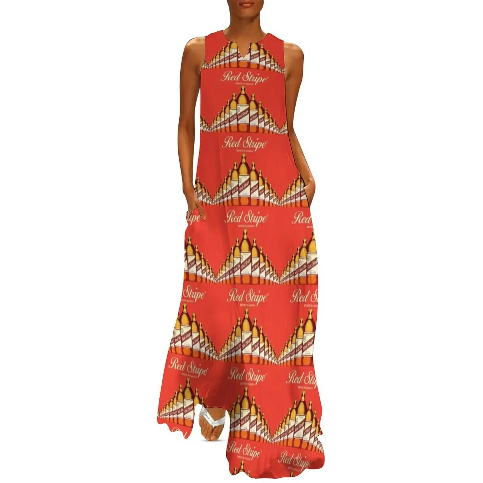 

Red Stripe Beer Brewed Long Dress women's summer dresses 2025 Summer women's clothing Dress