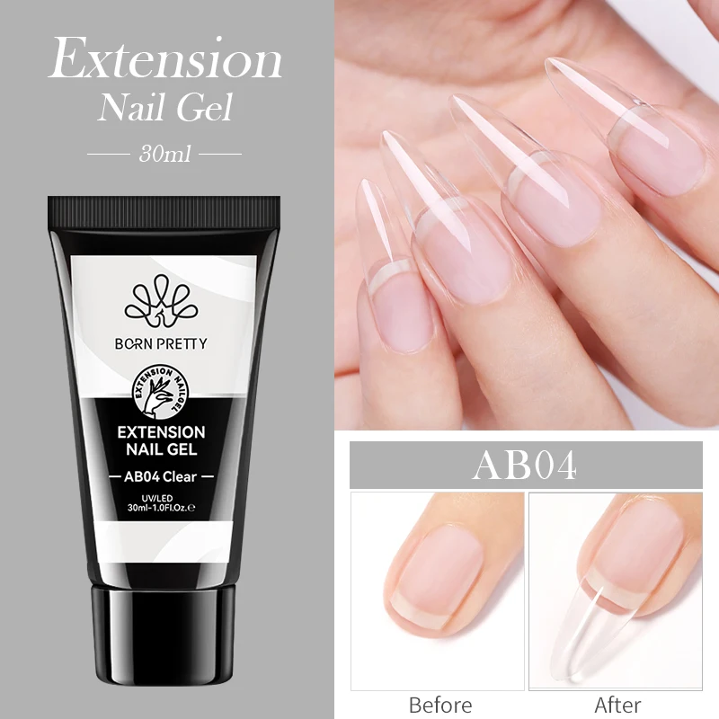 BORN PRETTY 30ml Clear Quick Extension Nail Gel Translucent Pink Nude Semi Permanent Soak Off UV LED Gel Varnish Nail Building