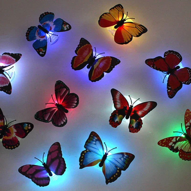 3D Butterfly Night Light Creative Toy Colorful Lighting Luminous Butterfly Night Light Paste Led Decorative Wall Lamp Play Decor