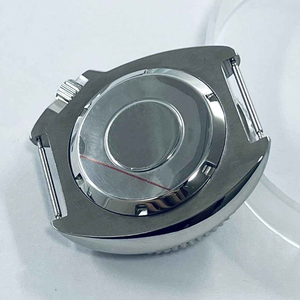 44mm Silver Stainless Steel Watch Case Black Ring Fit NH34 NH35 NH36 NH38 NH70 NH72 Movement