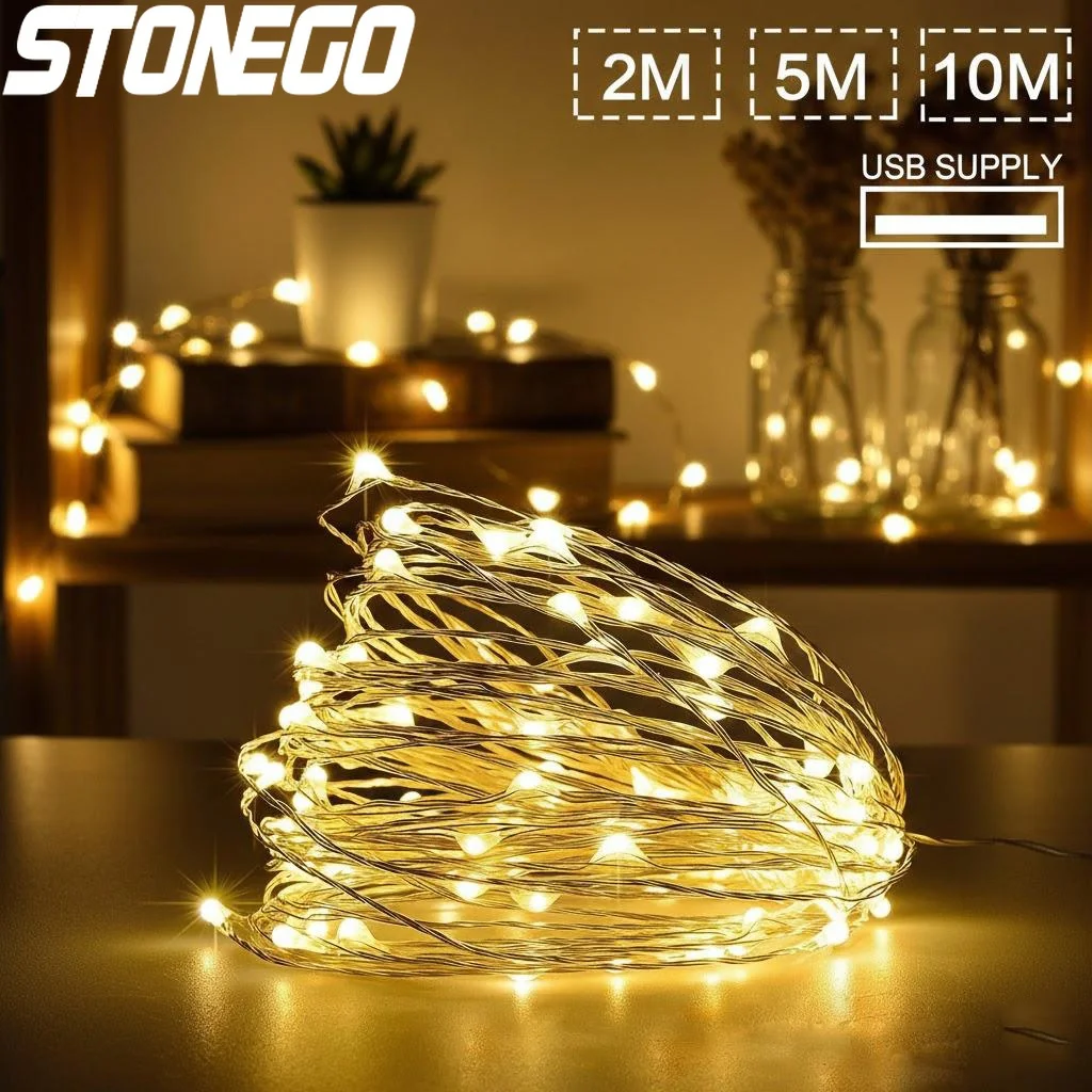 

2 5 10 20M USB LED Starry Fairy String Lights Flexible Copper Wire Cool Colorful Atmosphere Lamp