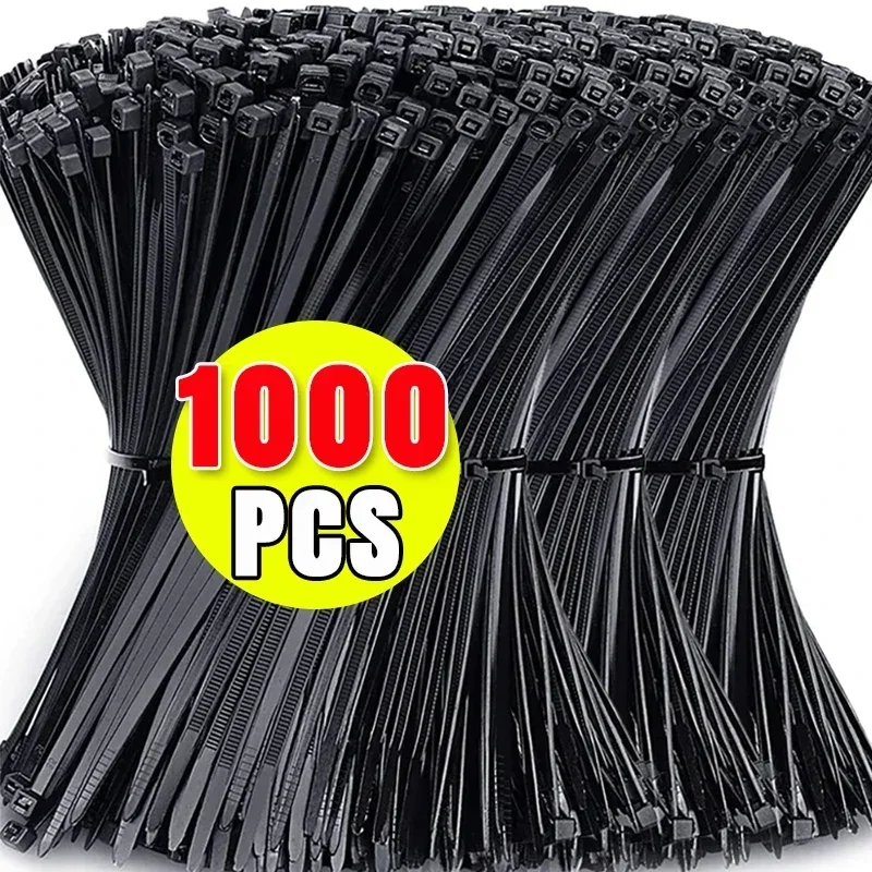 100-1000PCS Self-locking Rope Zip Ties Plastic Nylon Zip Ties Adjustable Zip Ties Fastening Cable Loops Home Office Wires Zipper