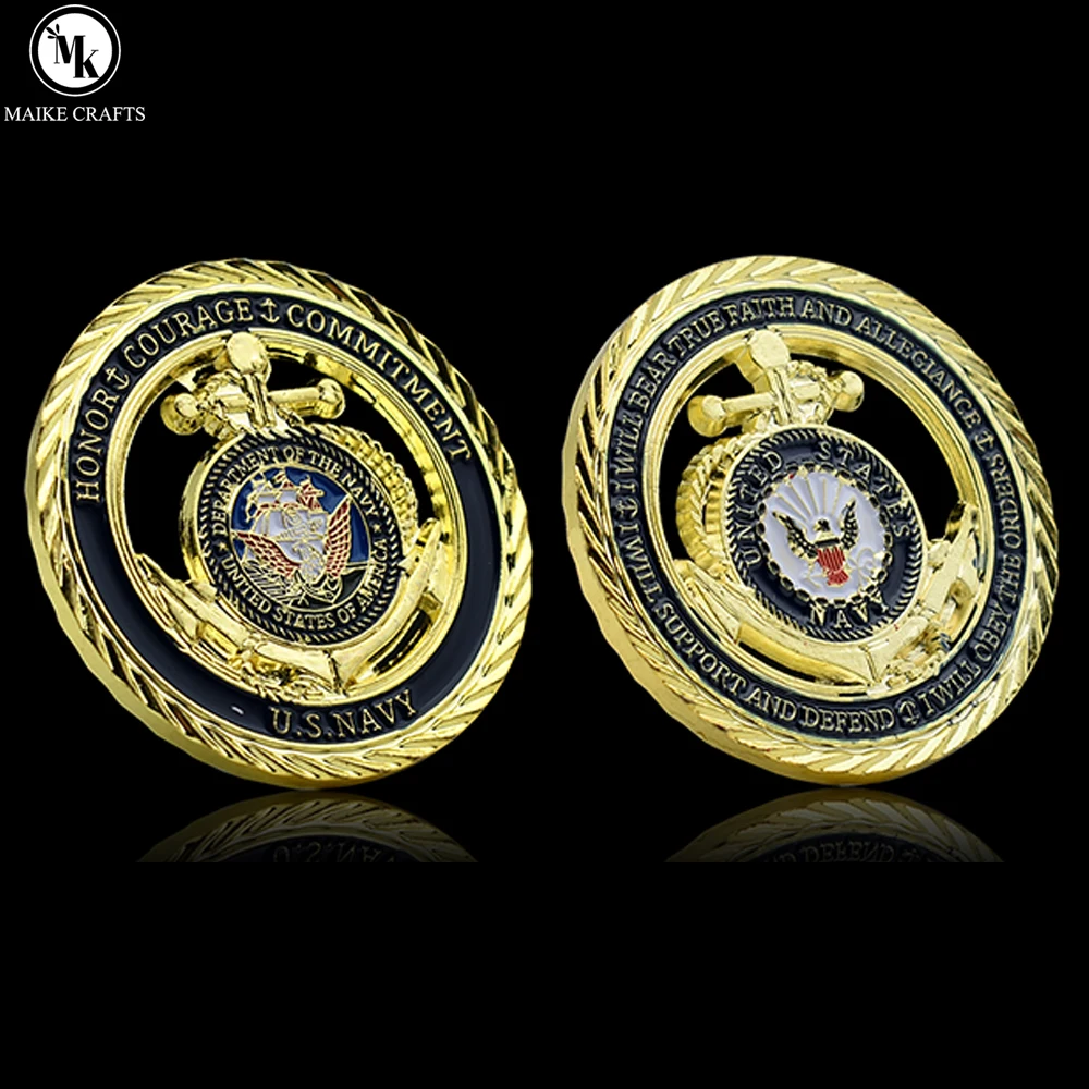United States Marine Corps Commemorative Coin Honor Courage Commitment Metal Hollow Gold Plated Medal Challenge Coin Collection