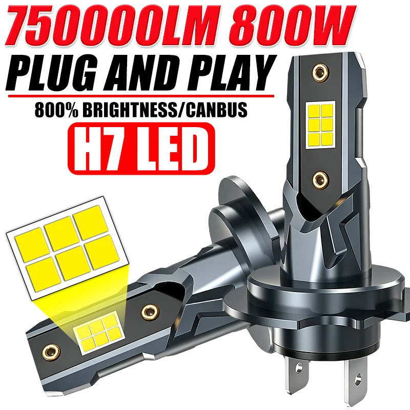 

H7 LED CANBUS Light Mini Head Lamp 1:1 Size Wireless H7 Car LED Headlight Bulbs Error Free without Fan 6000K White High Power