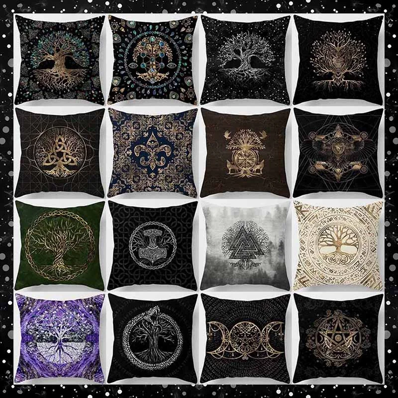 Dark World Tree Print Pillow Cover Home Decor Car Sofa Cushion