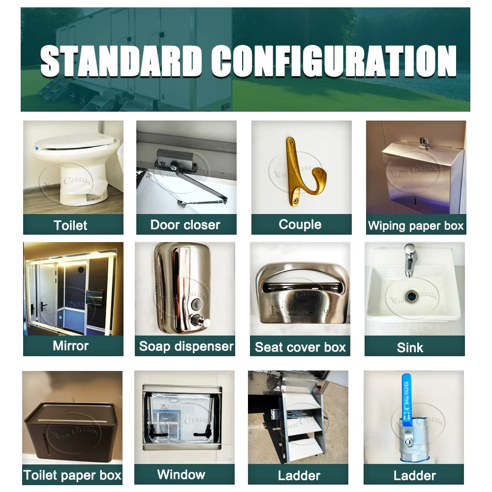 Tijdelijke badkamer voor buiten Bouwplaats Mobiel toilet Techniek Openbaar toilet Eenvoudig draagbaar