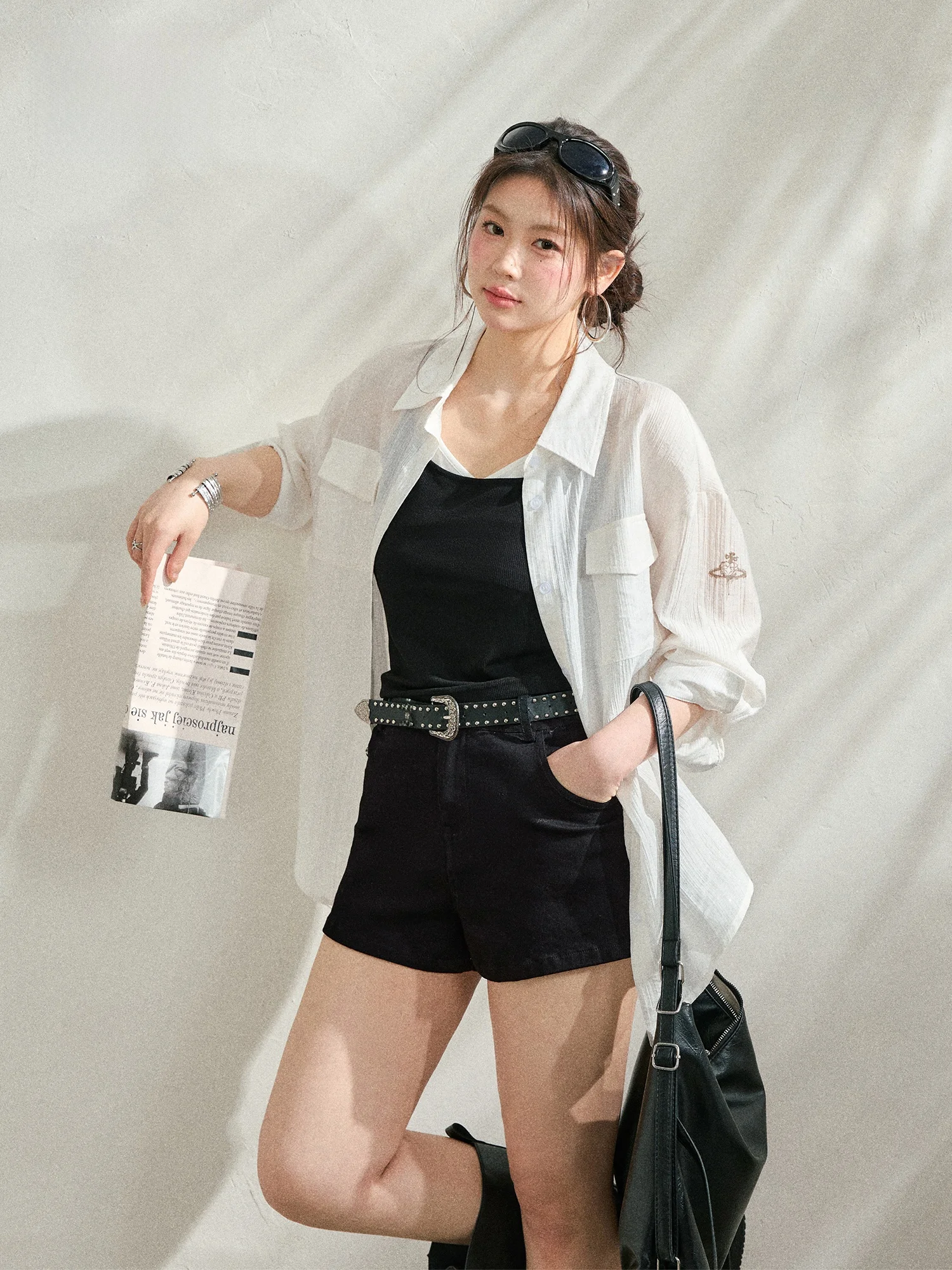 

k Sensation Bla Strap Hot Pants with White irt London past Memories Commute Sle High Waist ort Pants Faion Set