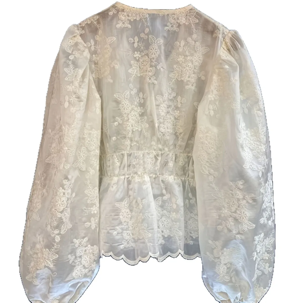 2025 New Fashion Button Lace Puff Sleeve Shirt  Women Summer Fresh And Sweet Solid Color V-neck Home Top For Women