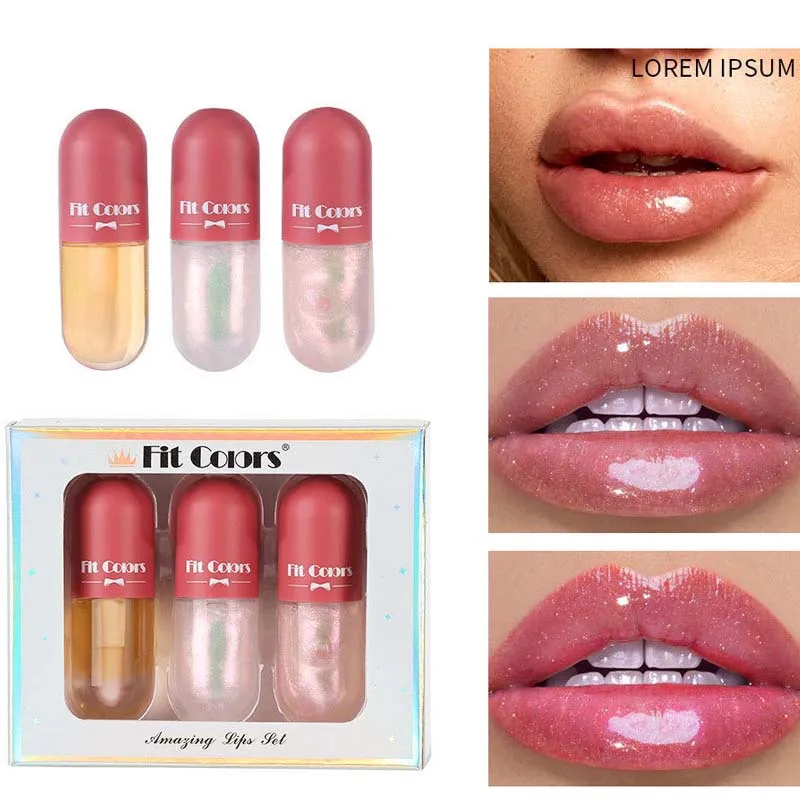 Glänzende Lip Gloss Mini Kapsel Set Wasserdichte Langlebige Pflegende Feuchtigkeits Plumping Schwächen Lip Falten Lip Öl Kosmetik