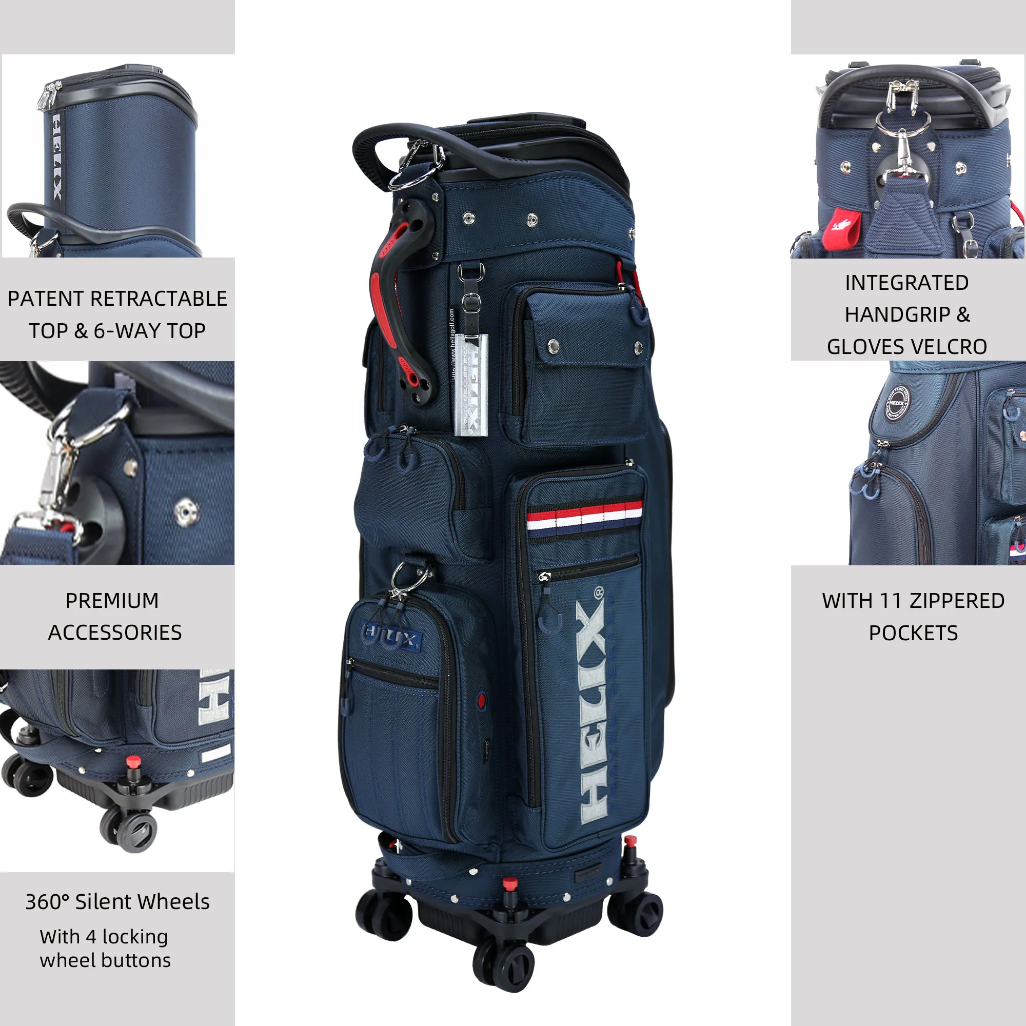 HELIX Retractable Golf Bag with Wheels for Travel