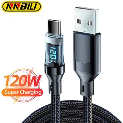 NNBILI 120W Fast Charging Data CableUSB-Type-C LED Screen Real-Time Power Digital Display For  Xiaomi Huawei vivo POCO Cord ﻿