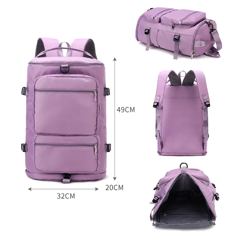 Mochila de Ombro de Grande Capacidade para Mulheres, Lady, Weekend Sports, Yoga, Bagagem, Zipper Bags, Multifuncional Crossbody Bag