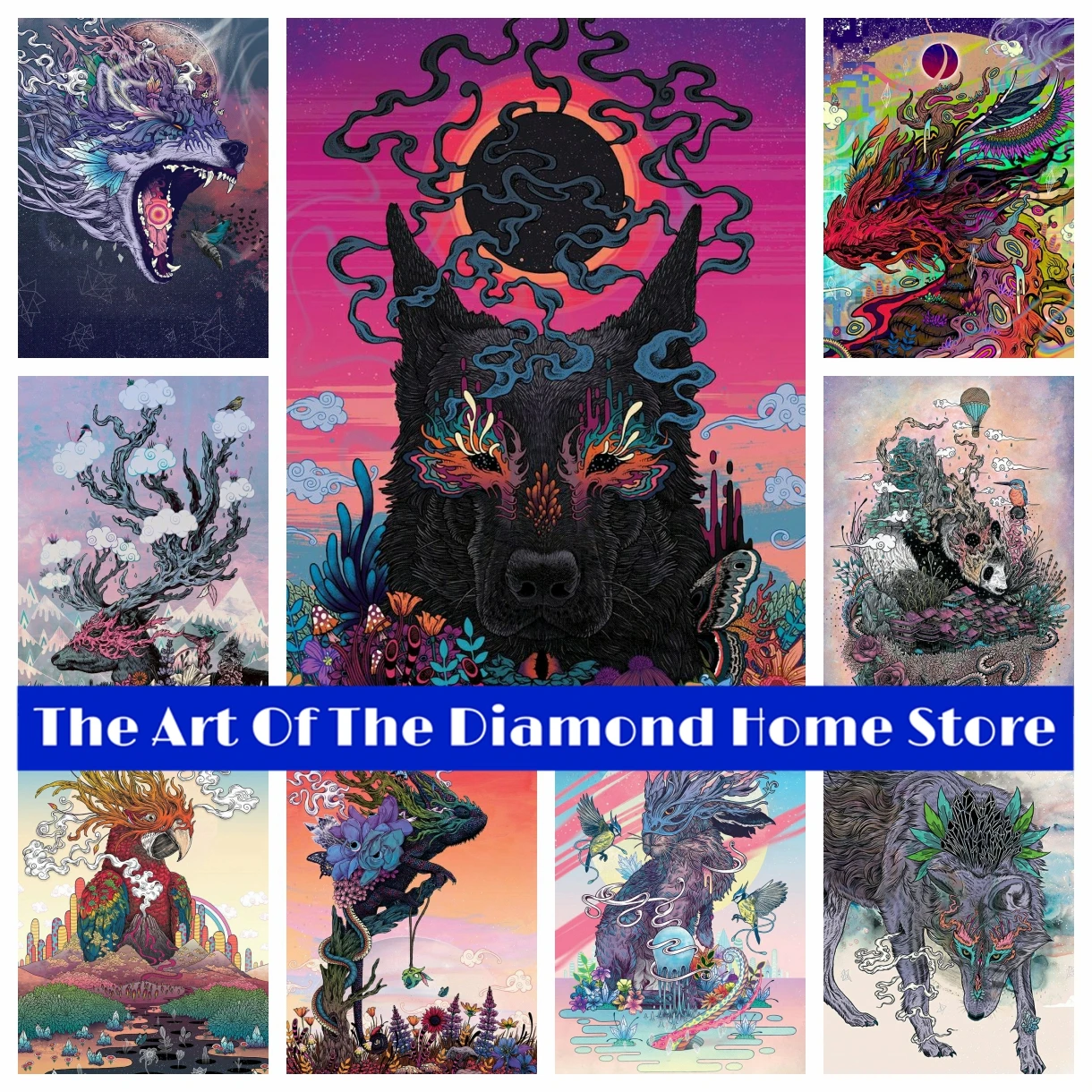 

Traditional Painting Animals 5D DIY AB Diamond Painting Embroidery Cross Stitch Fantasy Mosaic Picture Handicraft Home Decor