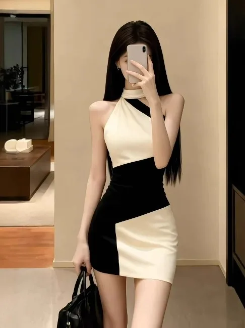 

Sexy oulder Bared Svel Par Dr Color Blo Design Sensual Autumn Winter Slim Fit A-Line Skirt Polyester Fabric