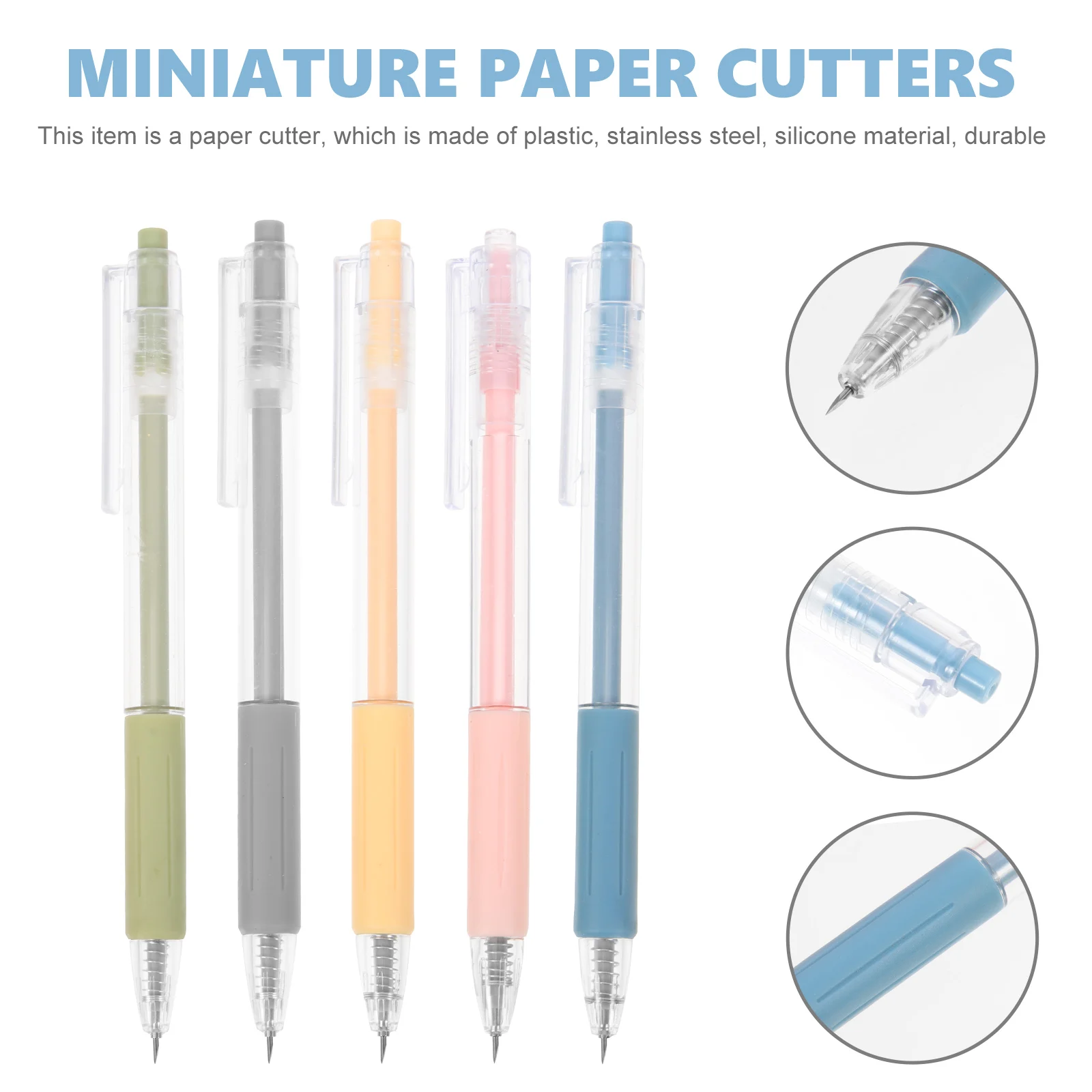 5pcs Pen Shape Cutter Portable Box Opener Envelope Openers Art Paper Cutting Tools Office Supply Multifunctional Utility Cutter