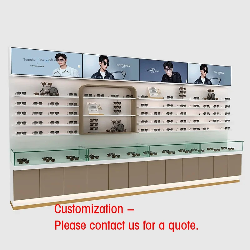 custom.Glasses Cabinet Display Cabinet Wood Grain Sunglass Kiosk Vertical Counter Island High-end Push-pull Mall Use Di