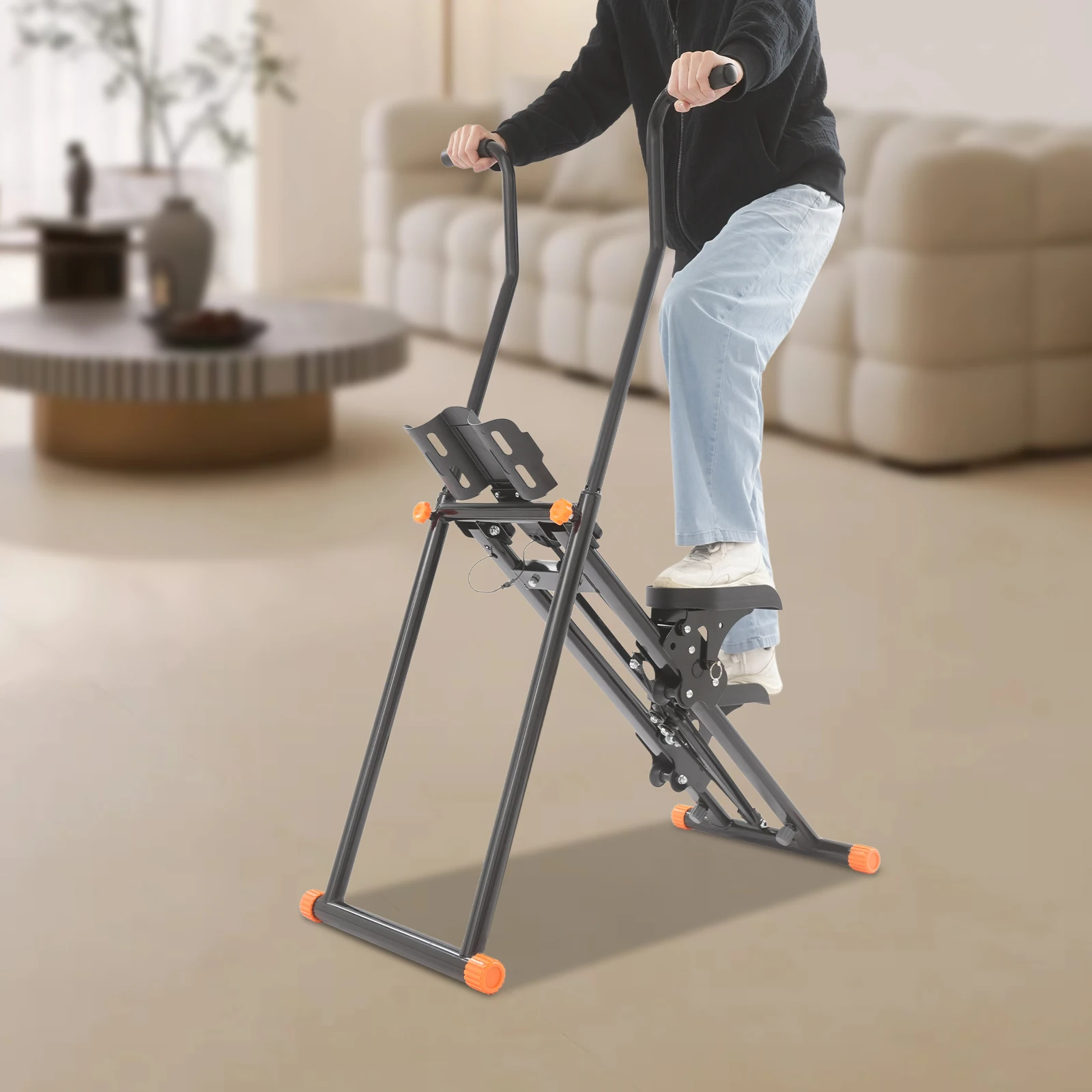 أداة سلالم من الفولاذ الأسود، أداة سلالم قابلة للطي مقاس 56*85*133 سم لصالة الألعاب الرياضية المنزلية #5