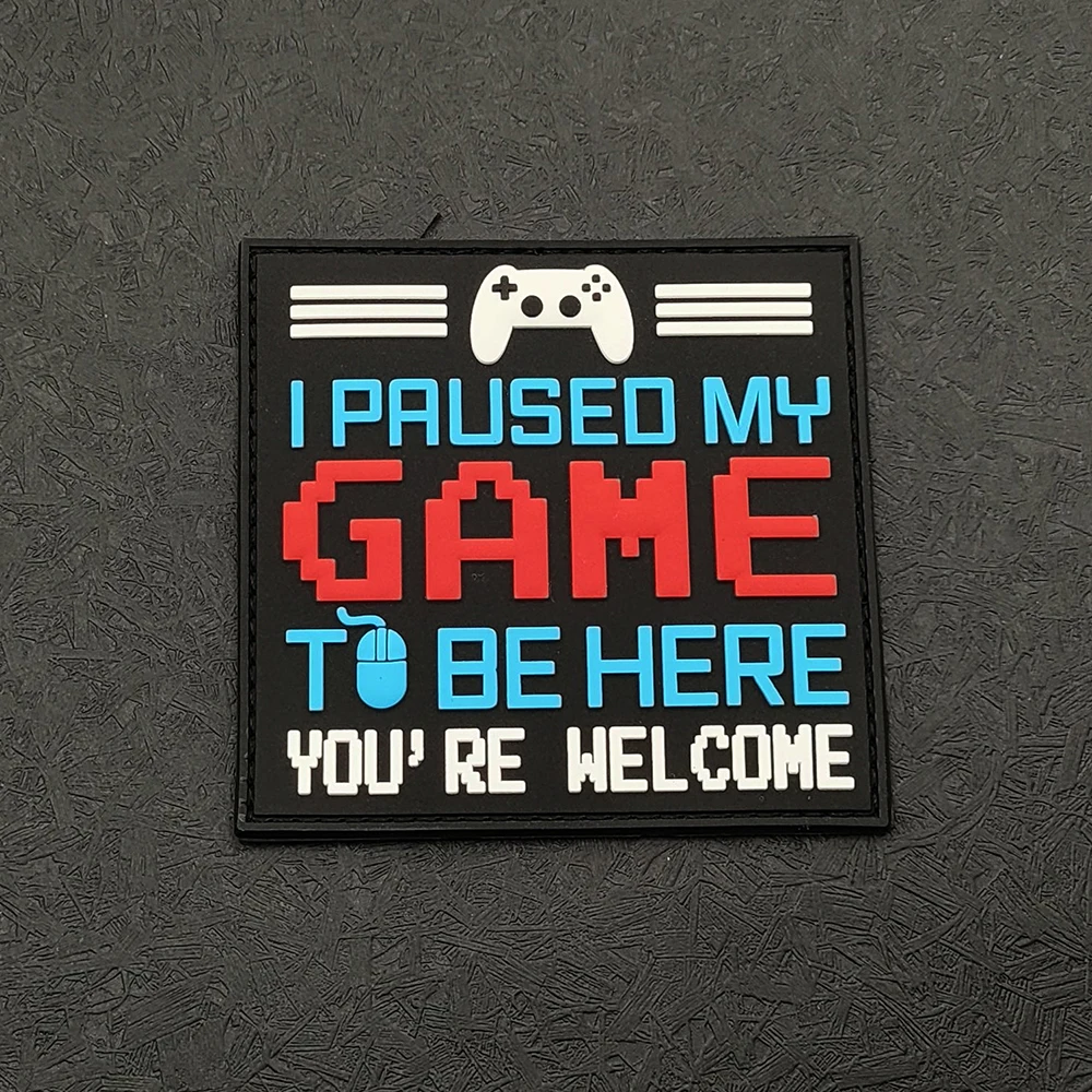 Glow In The Dark Game Slogan PVC Patch Hook Backing Rubber Badge Funny Gaming Emblem for Backpack Jacket Vest Clothing DIY Appl