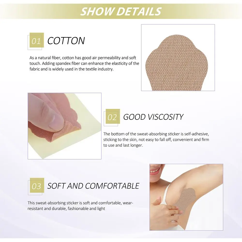 12Pcs Anti Sweat Pads Sticker Strong Absorbing Sweat Non-ieakage Perspiration Absorb Patch for Armpits Underarm Deodorant