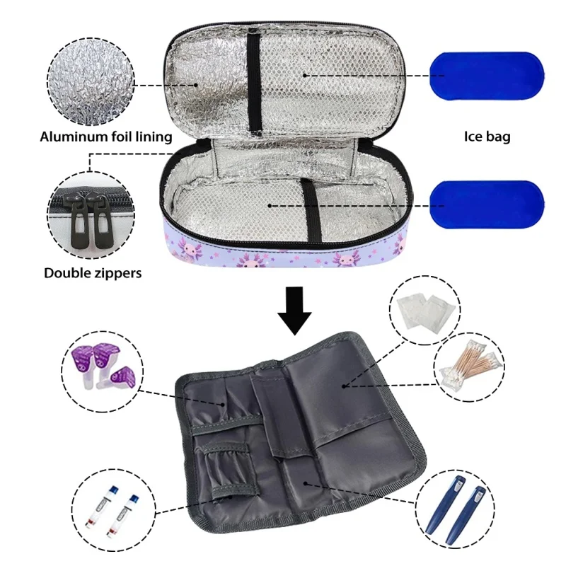 HYCOOL DIY New Fashion Insulin Bag Portable Medication Storage Aluminium Foil Lining Organize Bags Diabetes Box