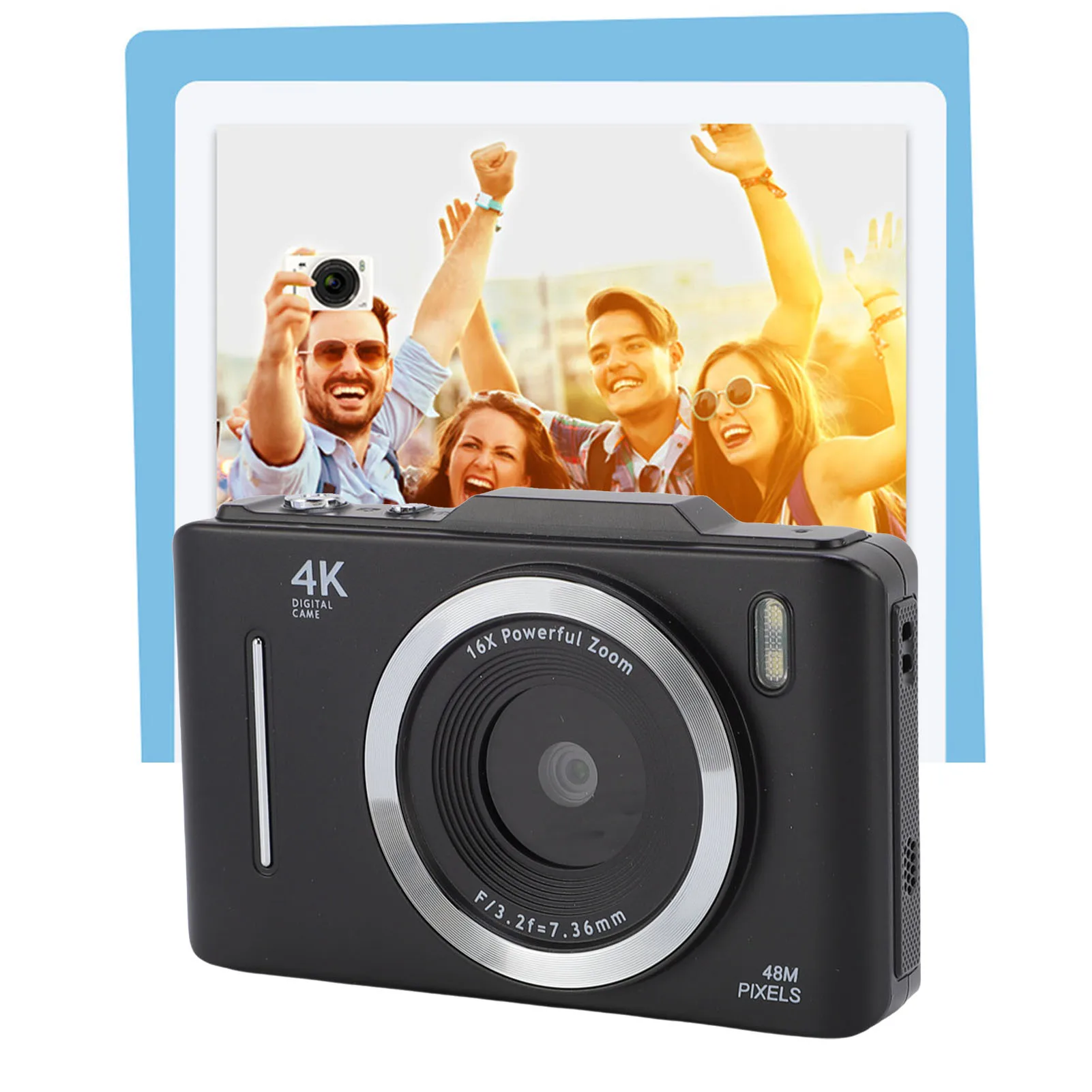 4K Digital Camera for Photography Autofocus 48MP HD Camera with Anti Shake 16X Digital Zoom 2.8 Inch Screen Auto Focus 4K Camera