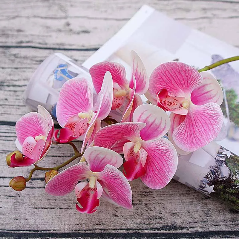 Künstliche Phalaenopsis 3D kleine Schmetterlings-Orchidee, 6 Köpfe, gefälschte Blume, Zuhause, Vorhänge, Wand, Hochzeit, Dekoration, Festival, Diy-Kranz – Detail 8