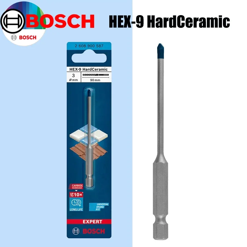Forets en céramique dure BOSCH Hex-9 EXPERT, petit modèle, flèche bleue, pour marbre, carrelage vitrifié, accessoires pour outils électriques