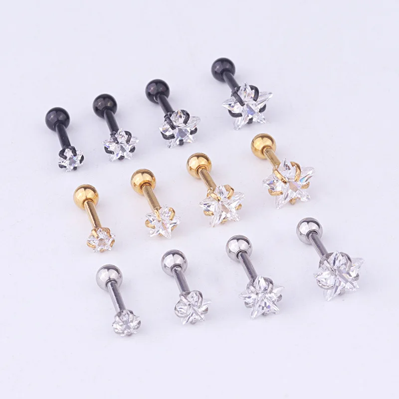 1pc Delicate Y2k Star Ear Pierced Helix Daith Earrings for Women Stainless Steel Rook Screw Back Mini Earing Fashion Jewelry