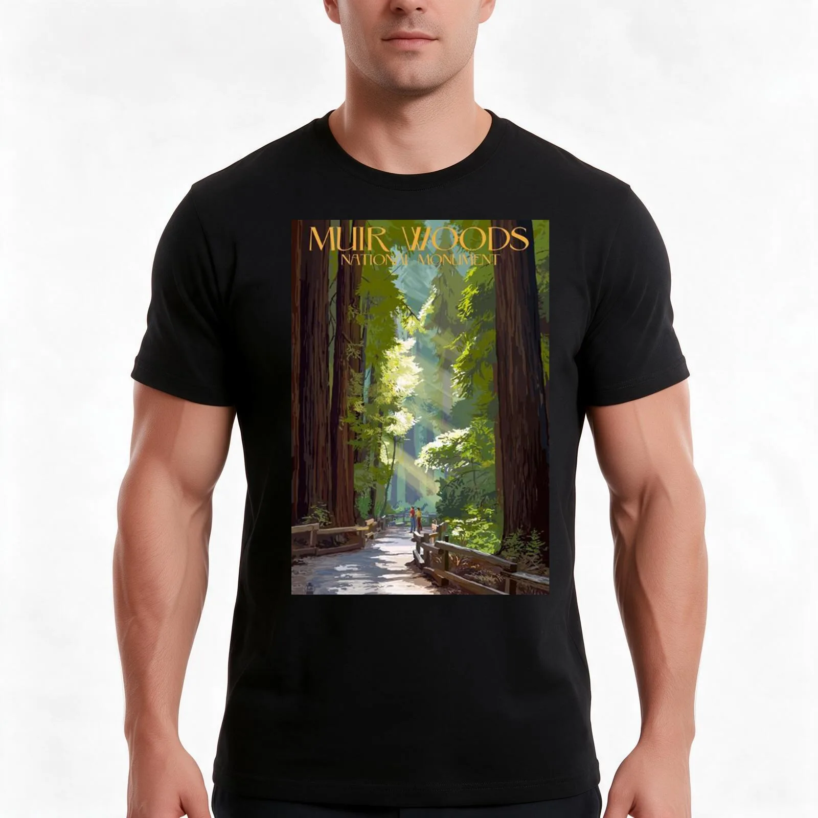 Muir Woods National Monument T-Shirt, Summer Casual Cotton Tee, Oversized Streetwear Tops, Vintage Graphic Print, 100% Cotton