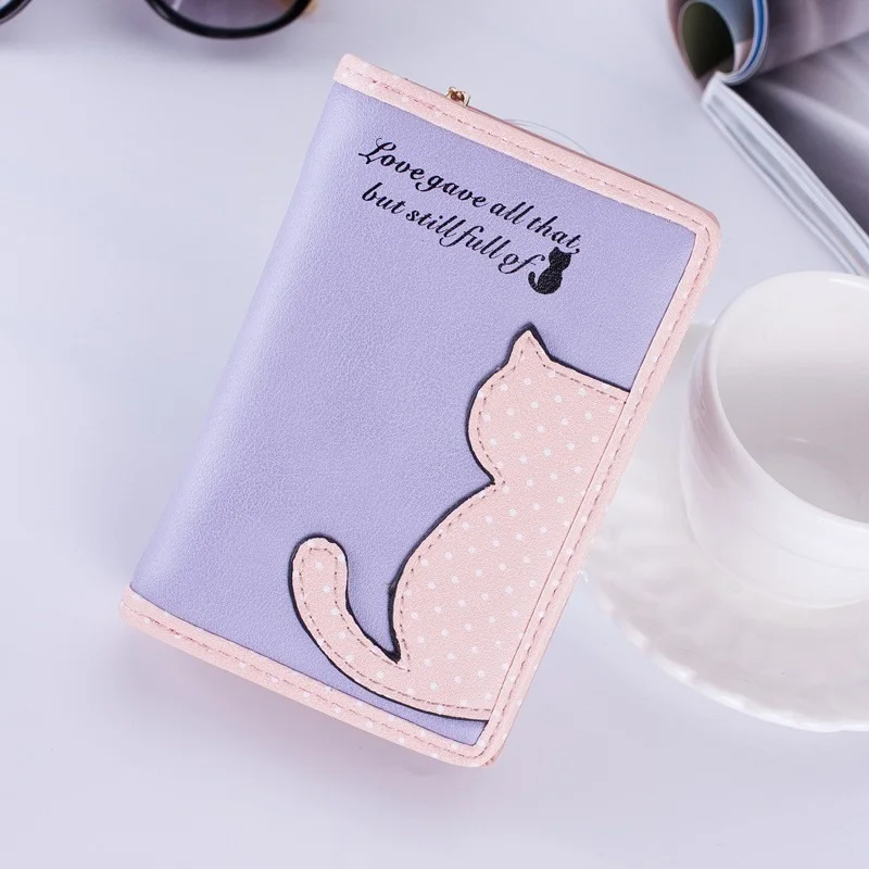 

Fashion Women Wallets Zipper Lady Handbags Clutch Coin Purse Cards Holder PU Leather Brand Cat Woman Wallet Moneybags Burse Bags