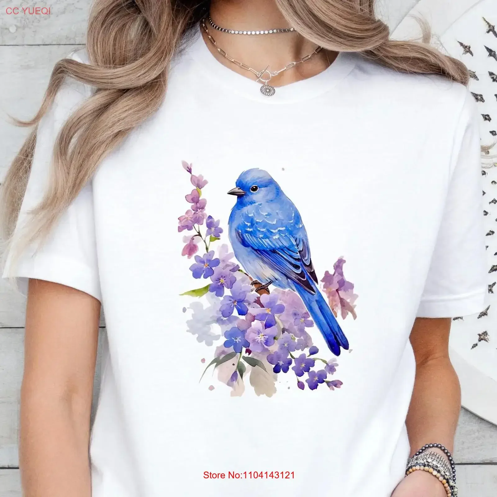 Bluebird T Shirt Eastern Bird Lover Nature Watercolor Watching  vintage Washed Slightly Breathable Comfortable Stylish graphic