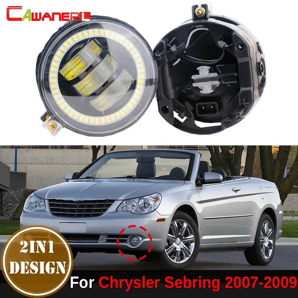 1 Pair 30W Car Angel Eye LED Fog Light Daytime Running Lamp DRL Assembly High Bright For Chrysler Sebring 2007 2008 2009