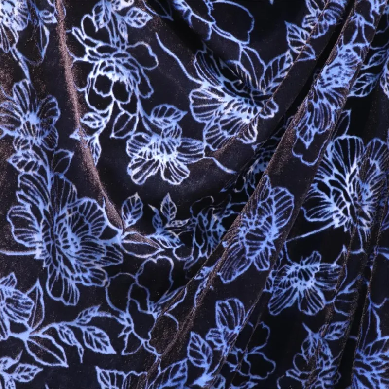 Abito da camicia da notte in tessuto bordeaux e bruciato stampato in viscosa con broccato di velluto intrecciato cheongsam