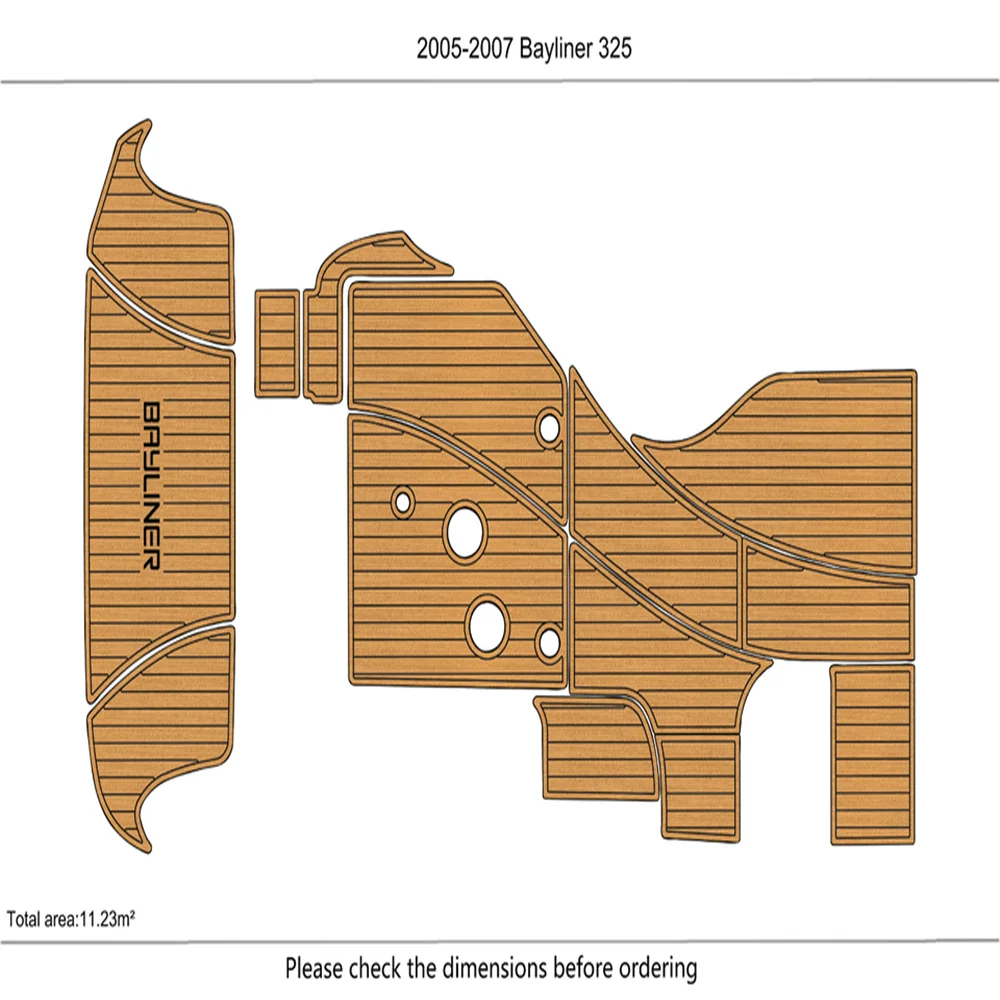 

2005-2007 Bayliner 325 swim platform &cockpit 1/4" 6mm EVA teak FLOOR SeaDek MarineMat Gatorstep Style Self Adhesive