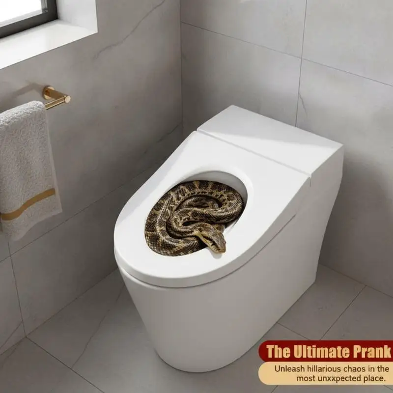 New Creative And Realistic Toilet Cover Snake In A Hole Prank Sticker Spooky And Fun Bathroom Decal