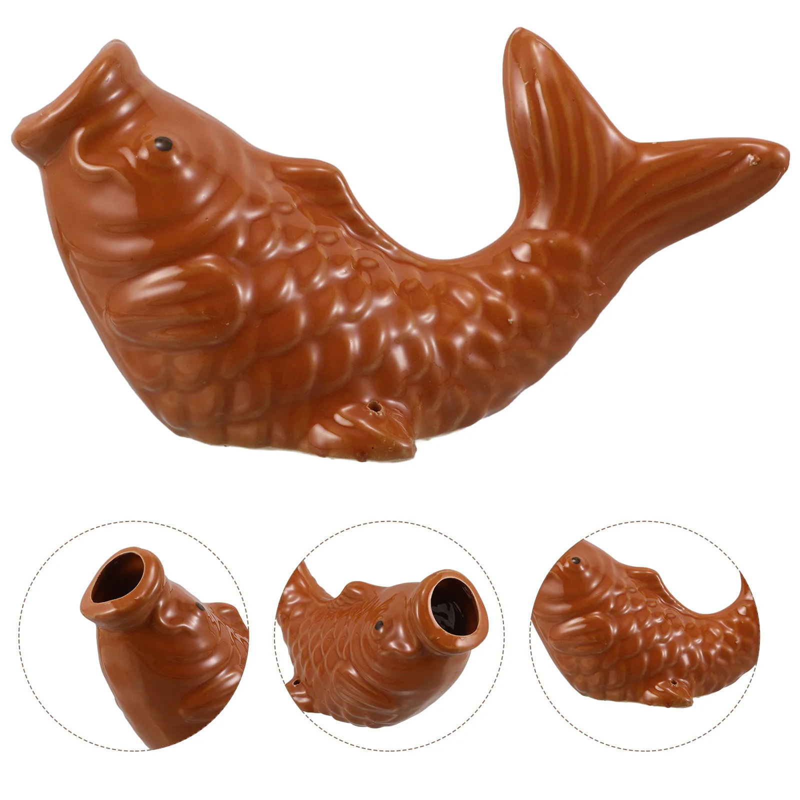 Ceramiczny fontanna w kształcie karpi, do ogrodu, stawu, realistyczna rzeźba ryby, dysza rozpylająca, dekoracyjny wodospad.