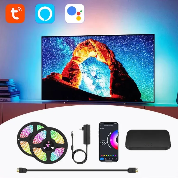 TV Ambient Light HDMI Screen Sync Intelligent RGB Smart LED Strip with Tuya APP and Screen Projection