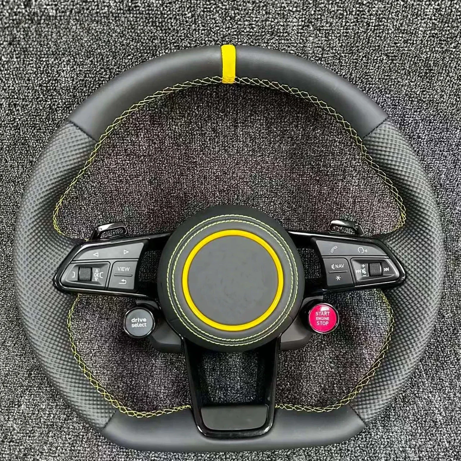 

For Vol-kswagen Polo MK Golf 5 6 7 7.5 6 R Passat CC Gti Gte All-leather Flat-bottomed Steering Wheel With Yellow Logo