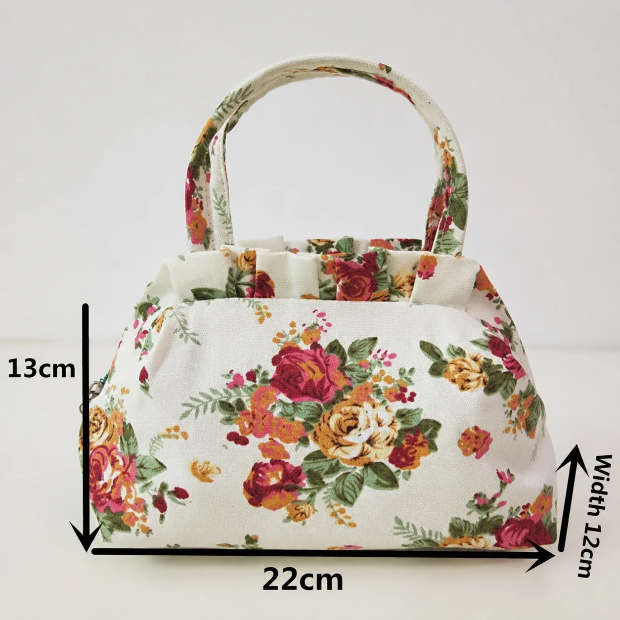 

Floral Print Bag Lightweight Casual Daily Bag Insulated Lunch Carrier Sturdy Canvas Lunch Bag For Lunch Carrier Shopping Picnic