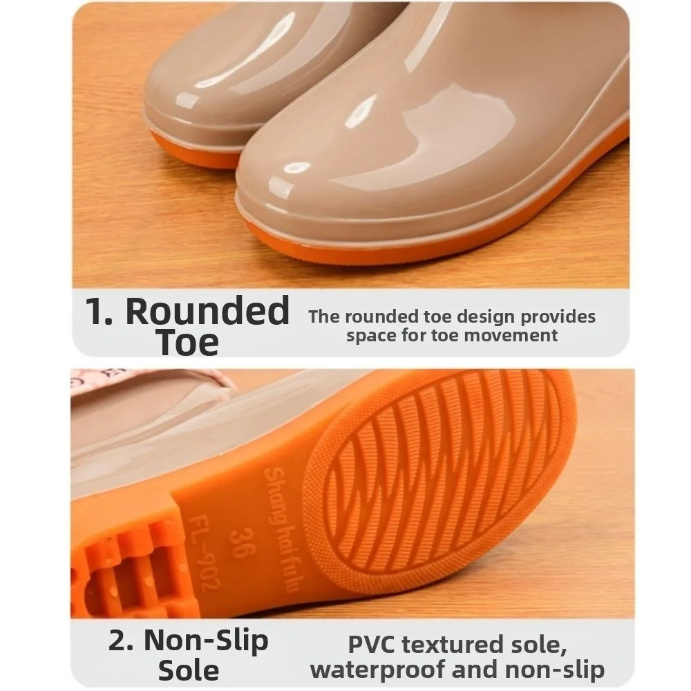 Rutschfeste Damen-Kurzregenstiefel, Wasserdichte Leichte Garten-Regenschuhe, Langlebige Niedrige Wasserschuhe für Outdoor, Küche, Arbeit – Detail 2