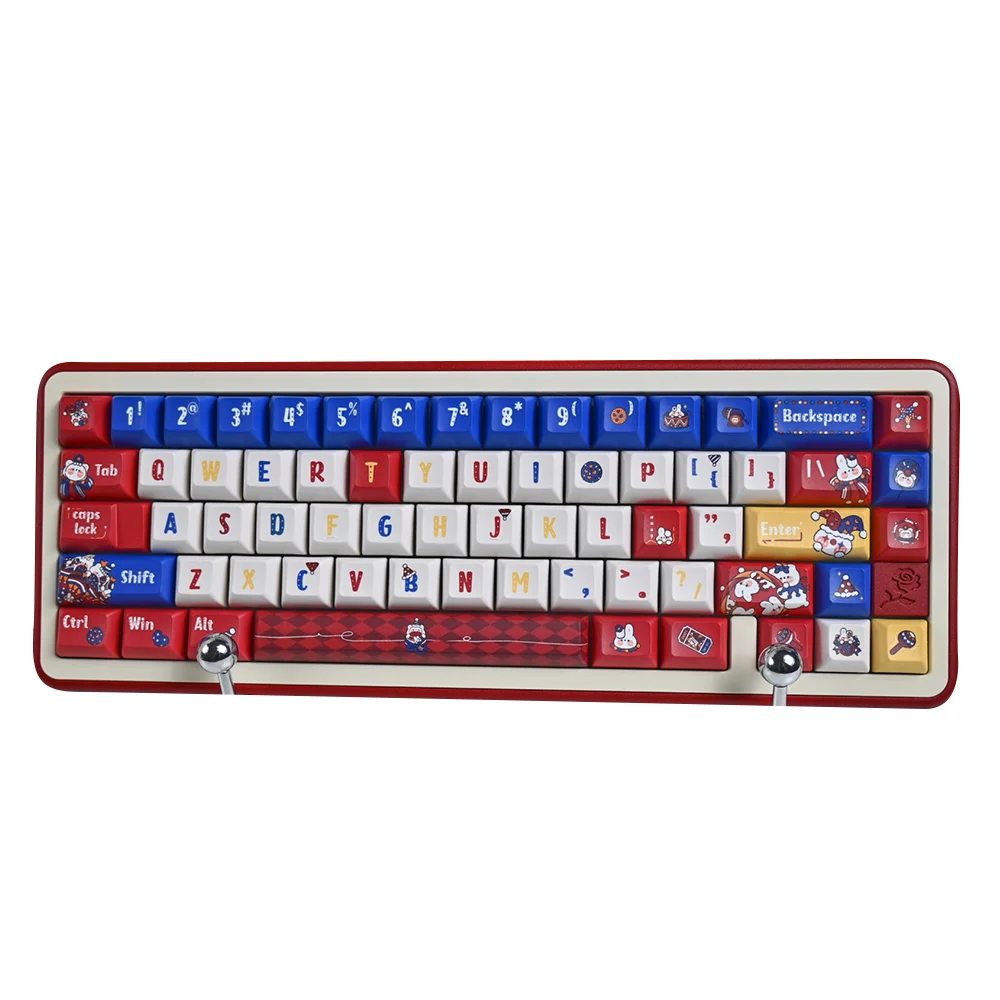 Premium PBT Circus Troup Keycap KCA Profile Red 140 Keys/Sets 5 Side DYE Sublimation Keycaps For Mechanical Gaming Keyboard