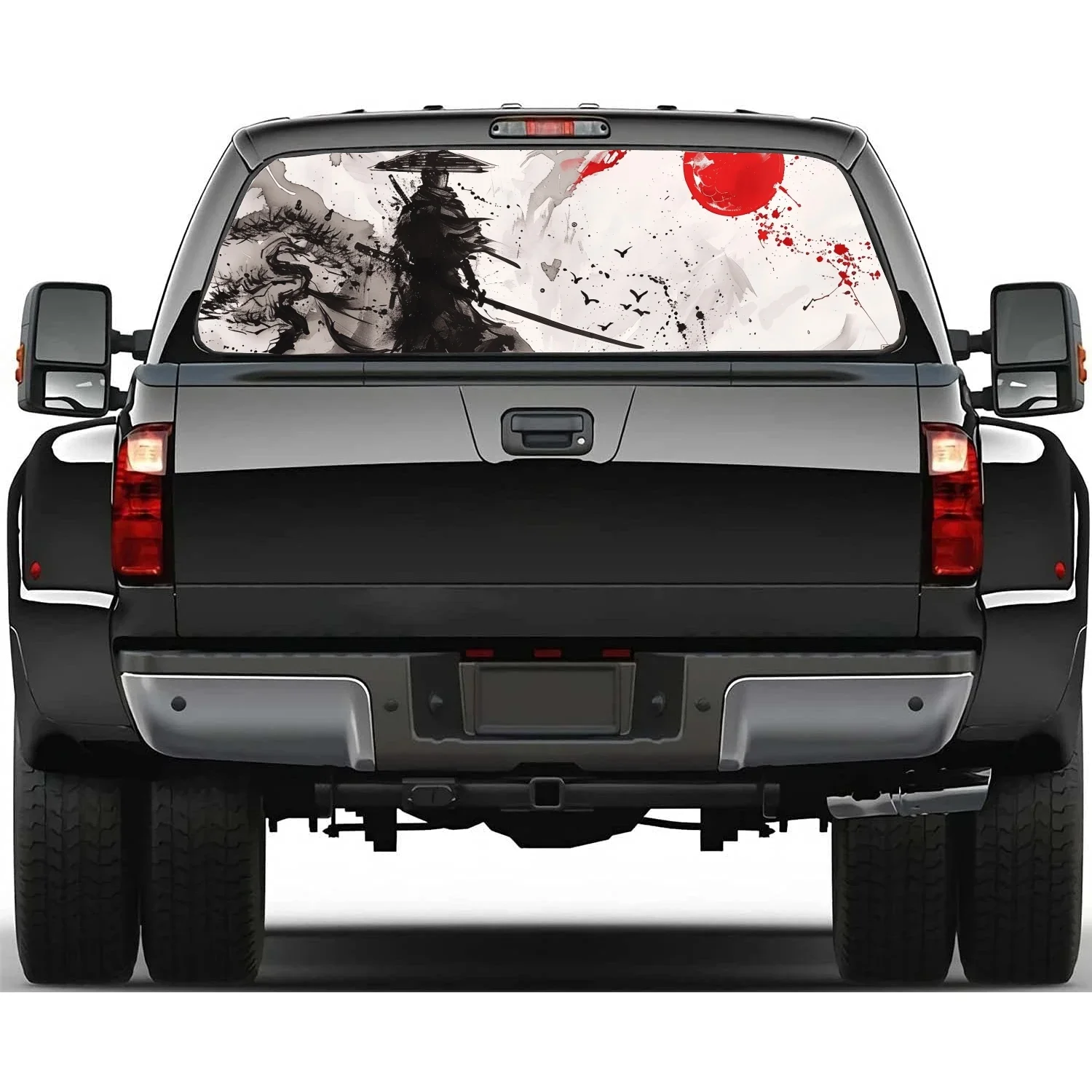 

Japanese samurai ink painting Car Window Sticker Vinyl Translucent Decoration Truck Self-Adhesive Paint Film Car Decal Sticker