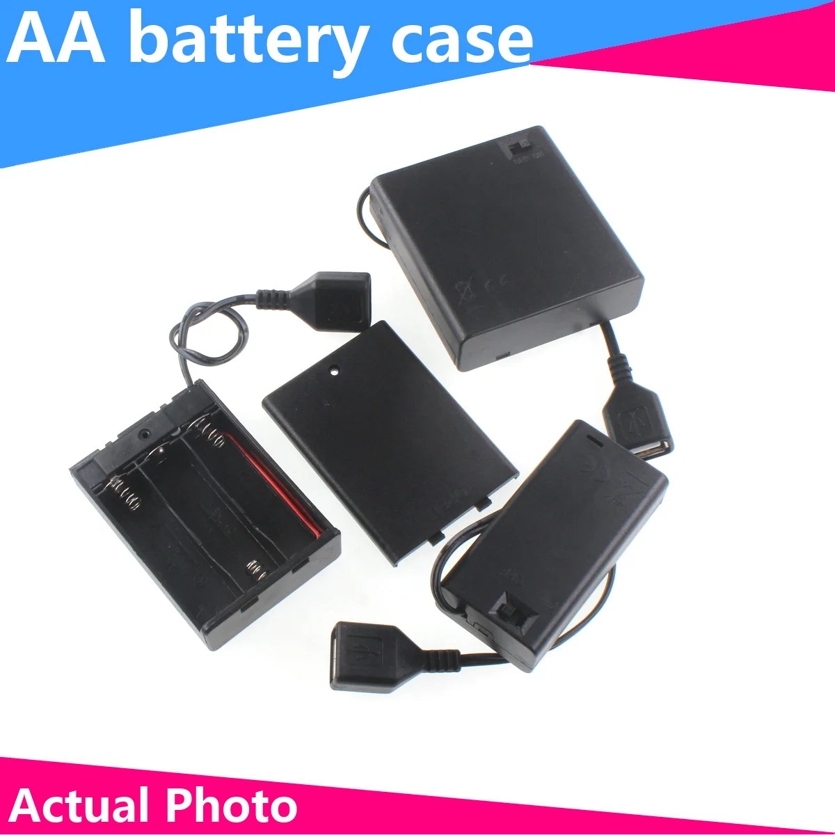 AA USB Battery Box 3V/4.5V/6V/9V/12V For LED Strip Lights USB Mini Power Supply Battery Box With Shell Cover ON OFF Switch