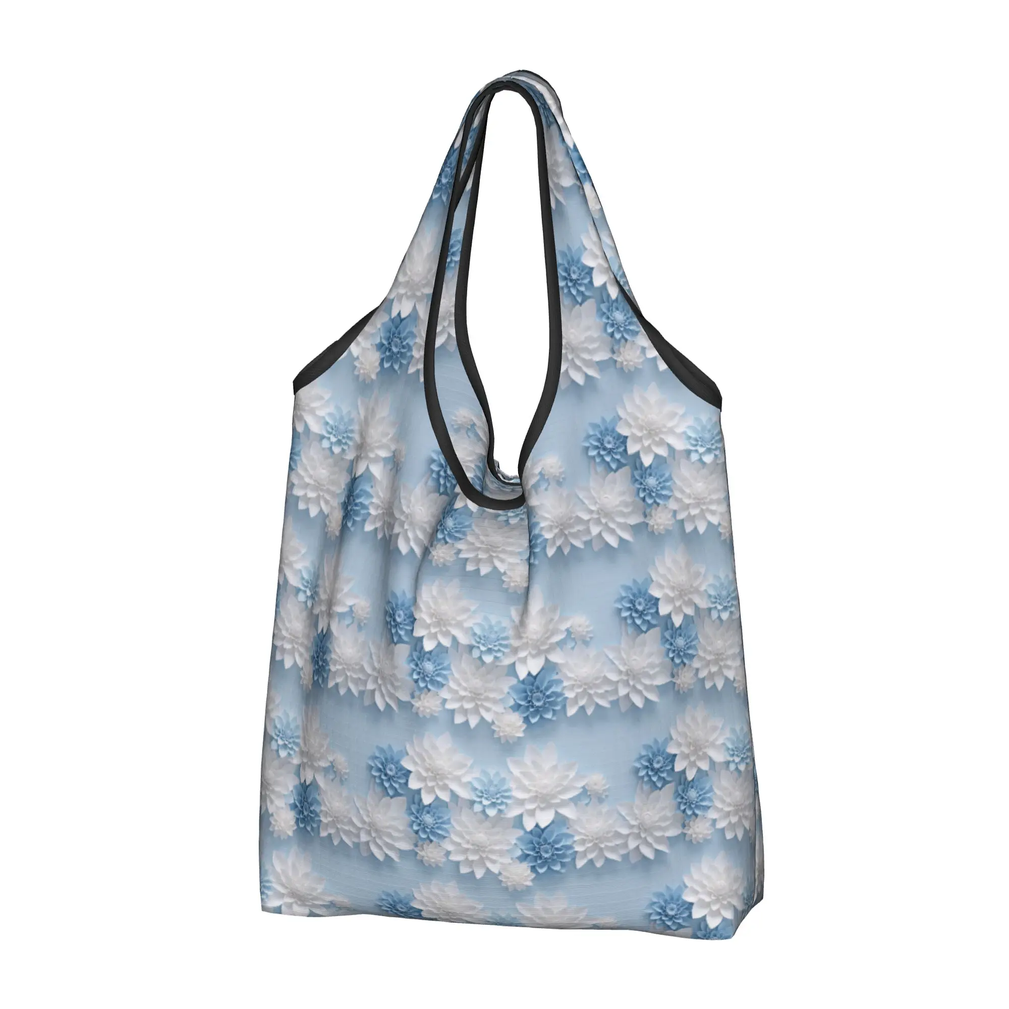 Recycling Fashion Trend 3D Flowers Shopping Bag Women Tote Bag Portable Luxury High 3D Floral Grocery Shopper Bags