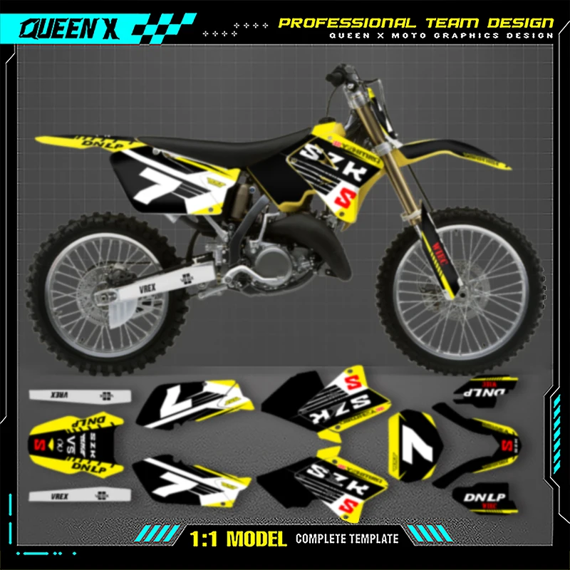 

QUEEN X MOTO Custom Team для SUZUKI RM125-250 2001 2002 2003 2004-2012 002 мотоциклетная графика фоновая наклейка комплект наклеек